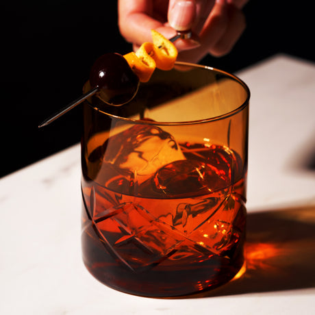 Admiral cut crystal rocks glasses in amber viski®