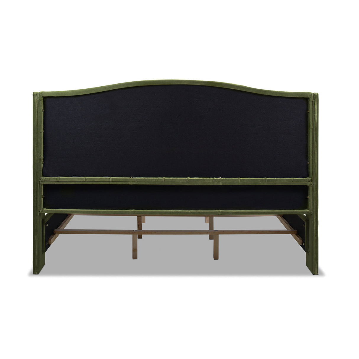 Marcella Upholstered Shelter Headboard Bed Set, King, Olive Green Performance Velvet