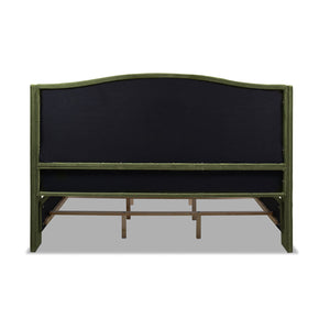Marcella Upholstered Shelter Headboard Bed Set, King, Olive Green Performance Velvet