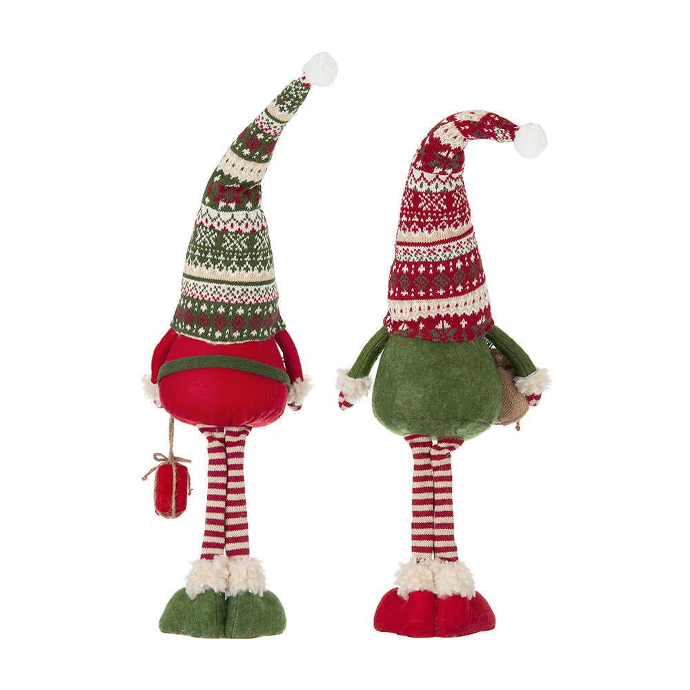 Set of 2 Fabric Standing Holiday Gnomes with Knit Hats – 29.5" H