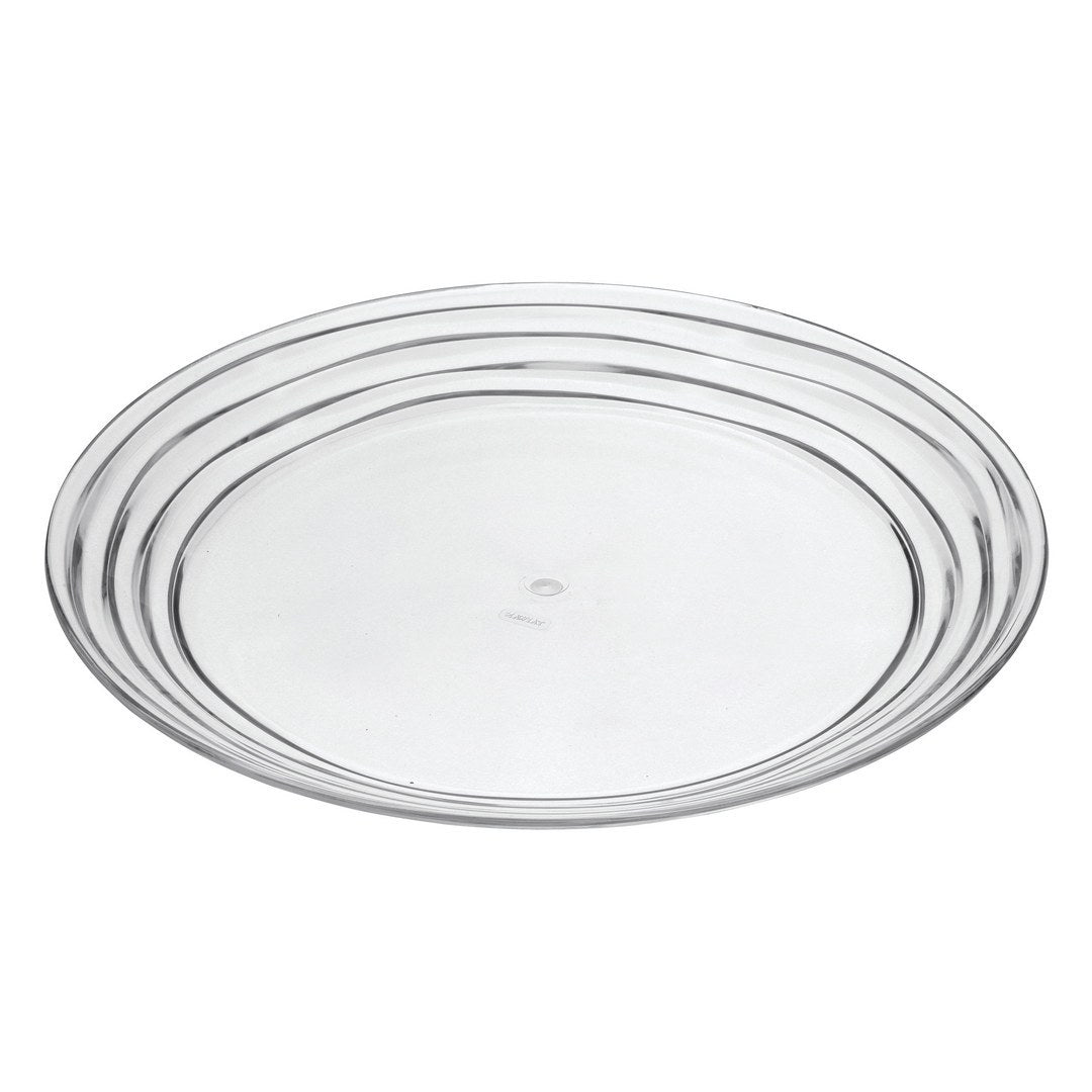 Designer Swirl 12' Acrylic Dinner Plates Set of 4, Crystal Clear Plastic Plates Reusable, Unbreakable Kitchen Plates for All Occasions BPA Free Dishwasher Safe