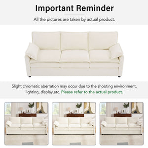 Modern Sofa Set With Double Layer Cushion And Side Storage Pockets