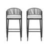 Outdoor Bar Height Metal Frame Counter Stools With Scallop Shaped Backrest & Water Resistant Cushions