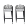 Outdoor Bar Height Metal Frame Counter Stools With Scallop Shaped Backrest & Water Resistant Cushions