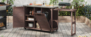 K&K 78.3' Outdoor Kitchen Island with Foldable Grill Table