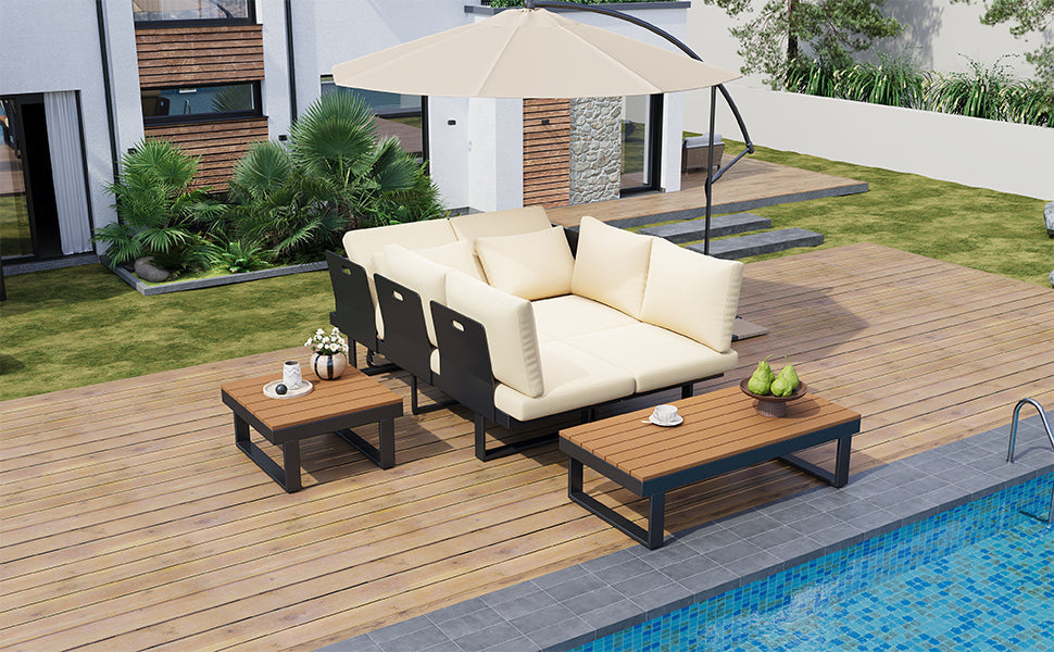Outdoor Sectional Sofa Set with Adjustable Reclining Seats