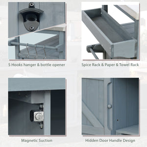 K&K Outdoor Kitchen Island, Rolling Bar Cart & Storage Cabinet