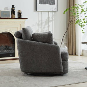 40.55"W Swivel Accent Chair With 2 Throw Pillows