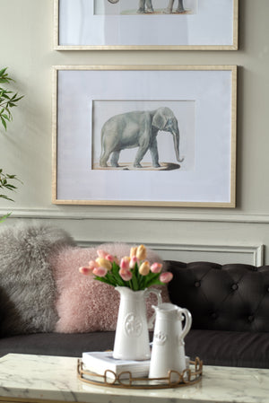 23.6x31.5" Fake Elephant Pencil Drawings, Set of 2