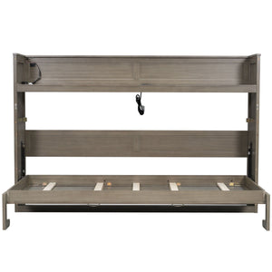 Murphy Bed With Desk, LED Light And USB Charging Station