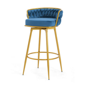 Modern Low Back Upholstered Counter Height Bar Stools (Set of 2)