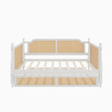 Traditional Style Rattan Twin Size Daybed with Twin Trundle