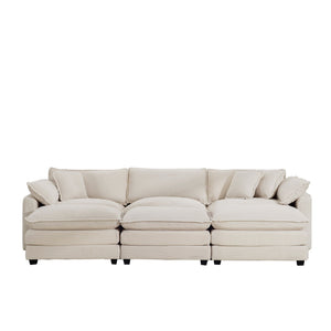 Modern Oversized Modular Cushion Sofa With Ottoman, Low Back, Deep Seating Sofa Set