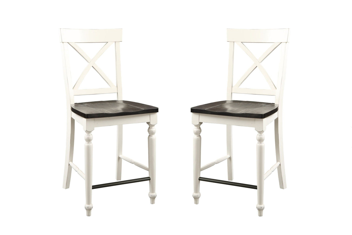 24" Tall Bar Stools (Set of 2) - Brown / White