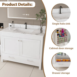 Modern 43" Bathroom Vanity with Artificial Marble Carrara