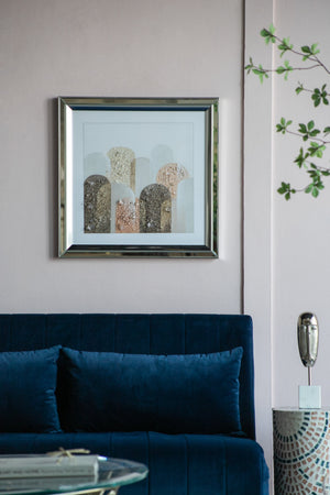 Crystal Mirror Framed Wall Art Set with Night and Day Motif – 23.6” Square