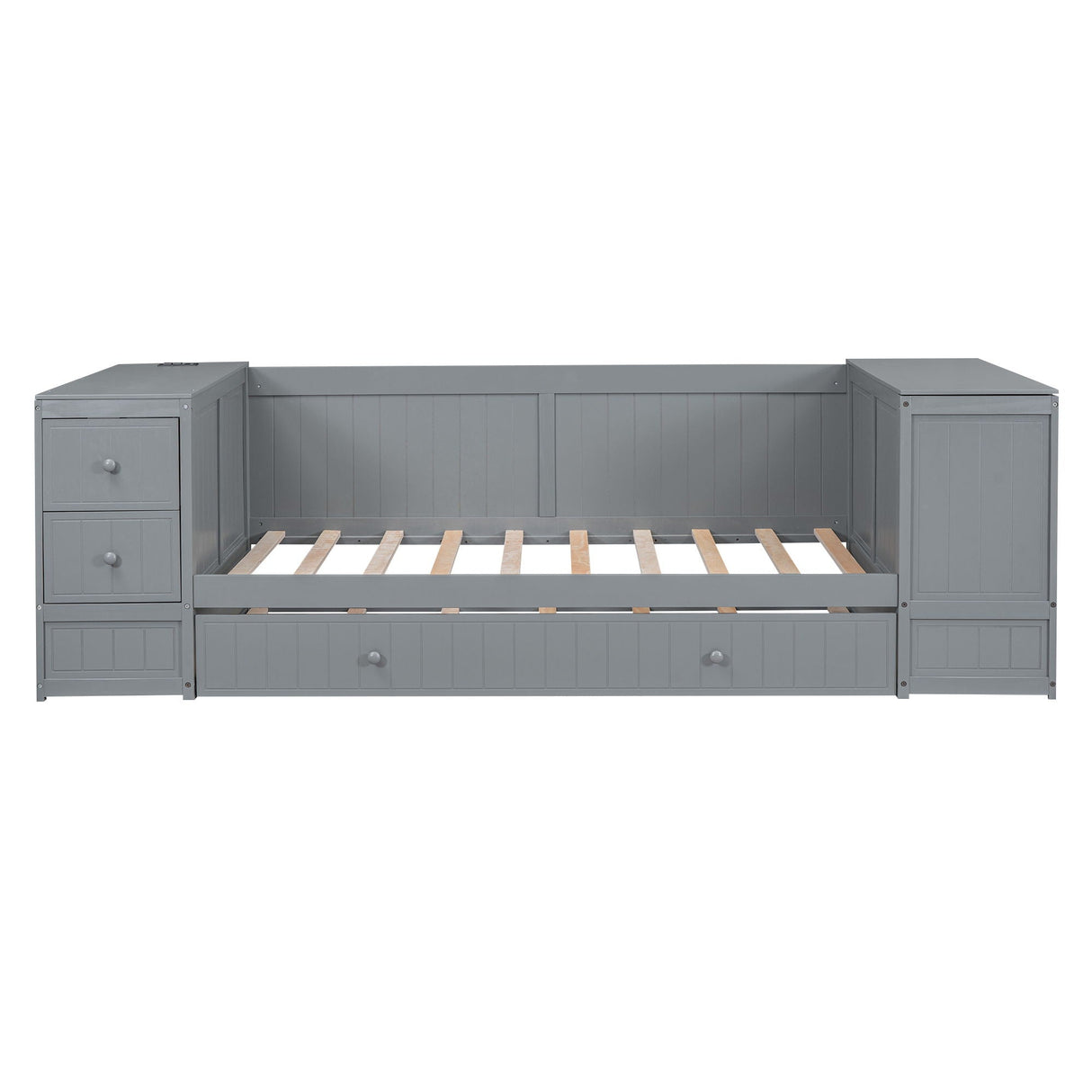 Daybed With Storage Arms, Trundle And Charging Station