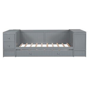 Daybed With Storage Arms, Trundle And Charging Station