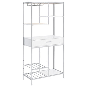 Draper - 5 Shelf LED Wine Cabinet With Pull Out Drawer - Gloss White
