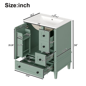 Bathroom Vanity with Integrated Basin and Soft Close Drawers - Multiple Colors