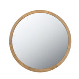 Circle Wall Mirror With Wooden Frame for Living Room
