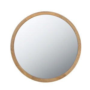 Circle Wall Mirror with Wooden Frame - Black, Light Brown, Dark Brown