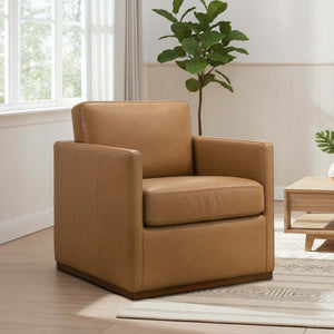 Darien Tan Leather Swivel Chair