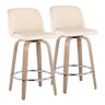 Toriano - Modern Design Fixed Height Counter Stool With Swivel With Round Footrest (Set of 2)