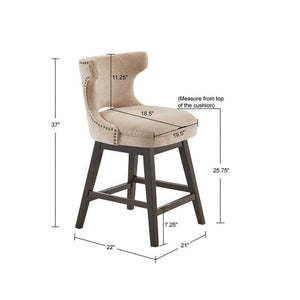 360 Degree Swivel Counter Stool With Silver Detailing