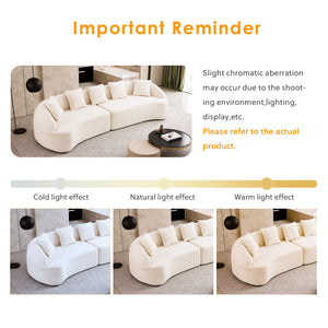 Curved Boneless Sofa, Compression Modular 110'' Sectional