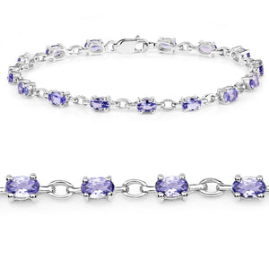 3.12 Carat Genuine Tanzanite .925 Sterling Silver Bracelet