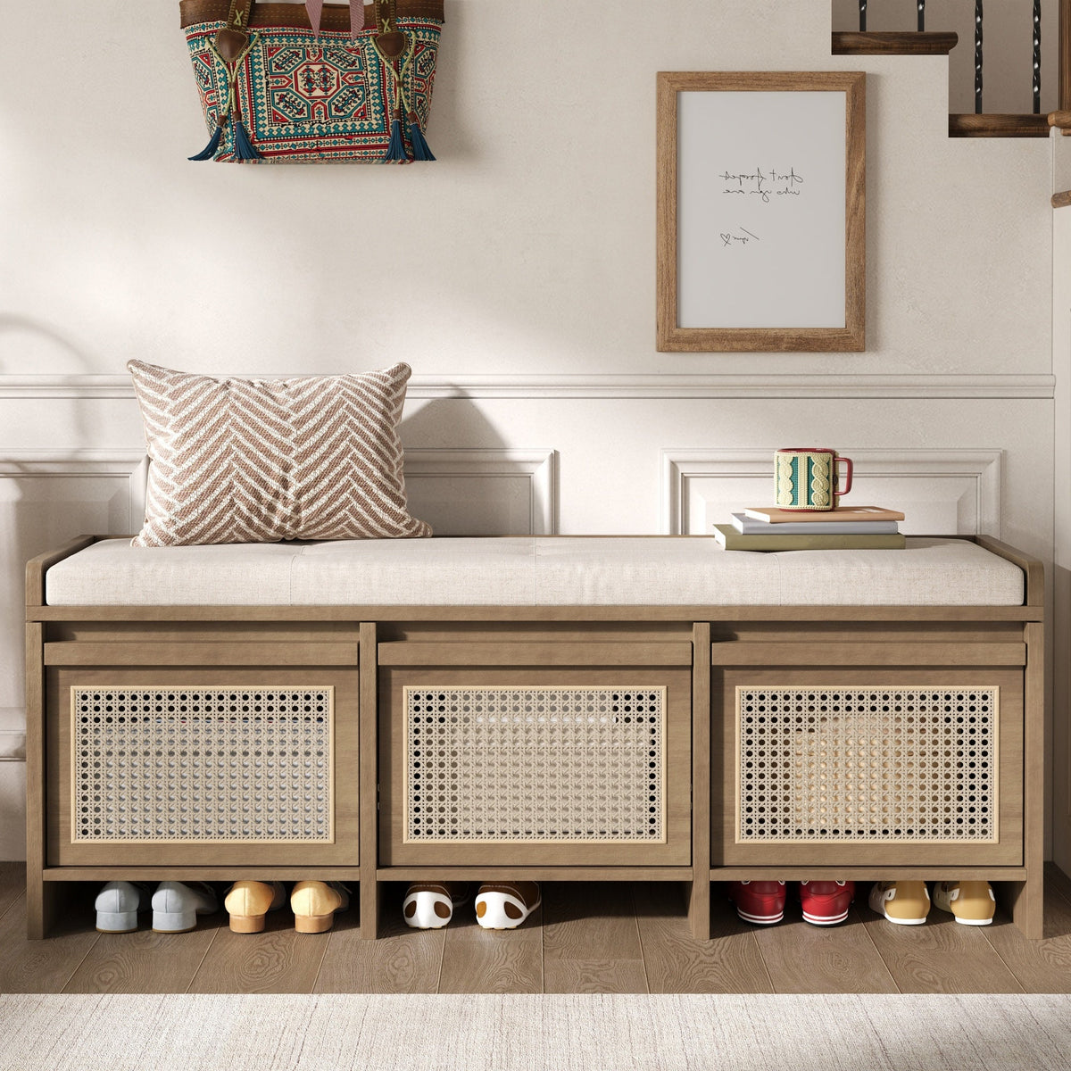 TREXM 48" Entryway Shoe Bench