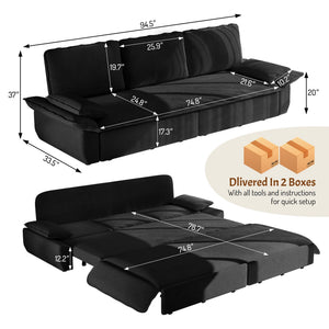 King Size Pull Out Sofa Bed, 3 In 1 Convertible Multifunctional