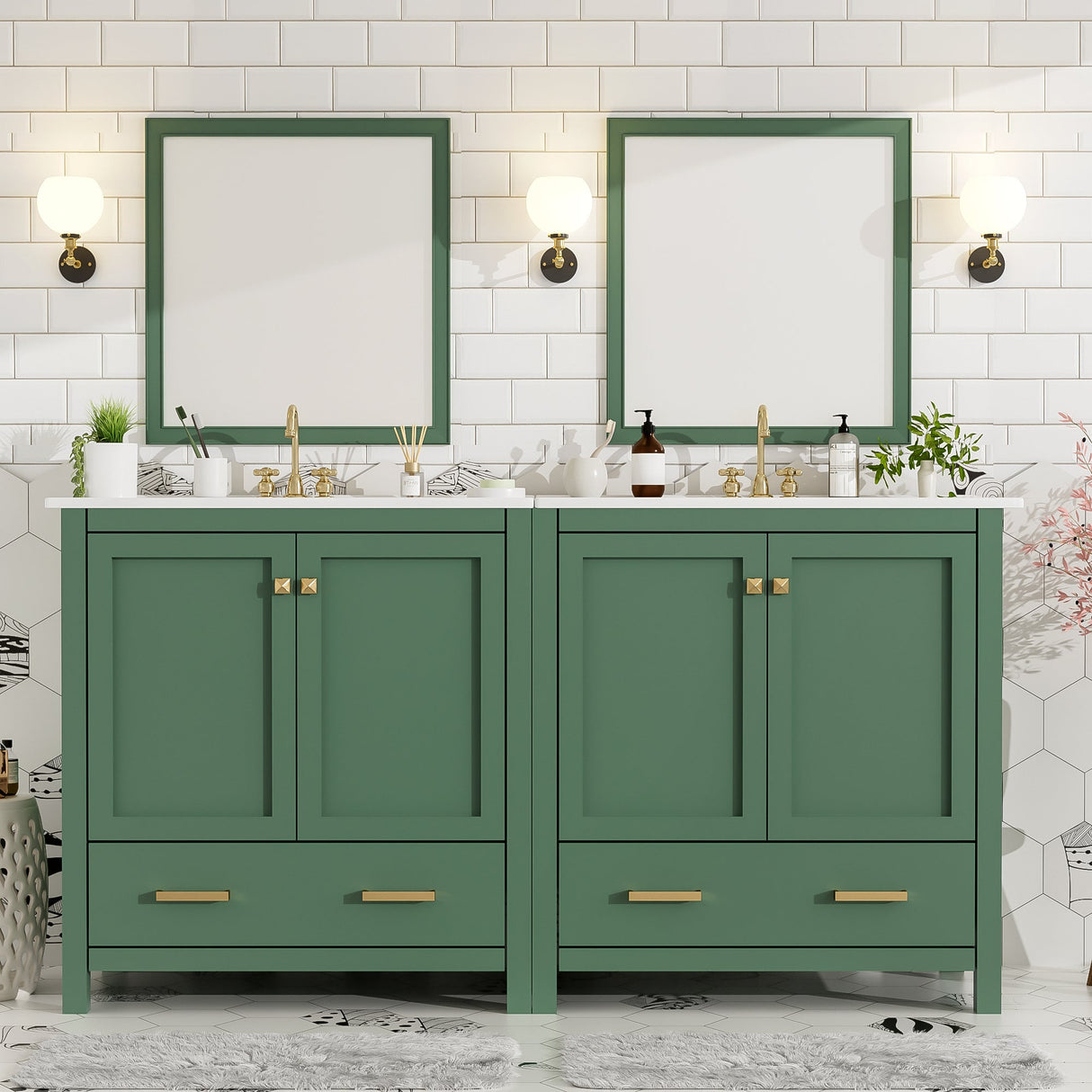 60" White Bathroom Vanity Set