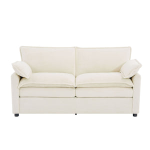 Modern Loveseat Sofa, Upholstered Couch With Side Storage Pockets