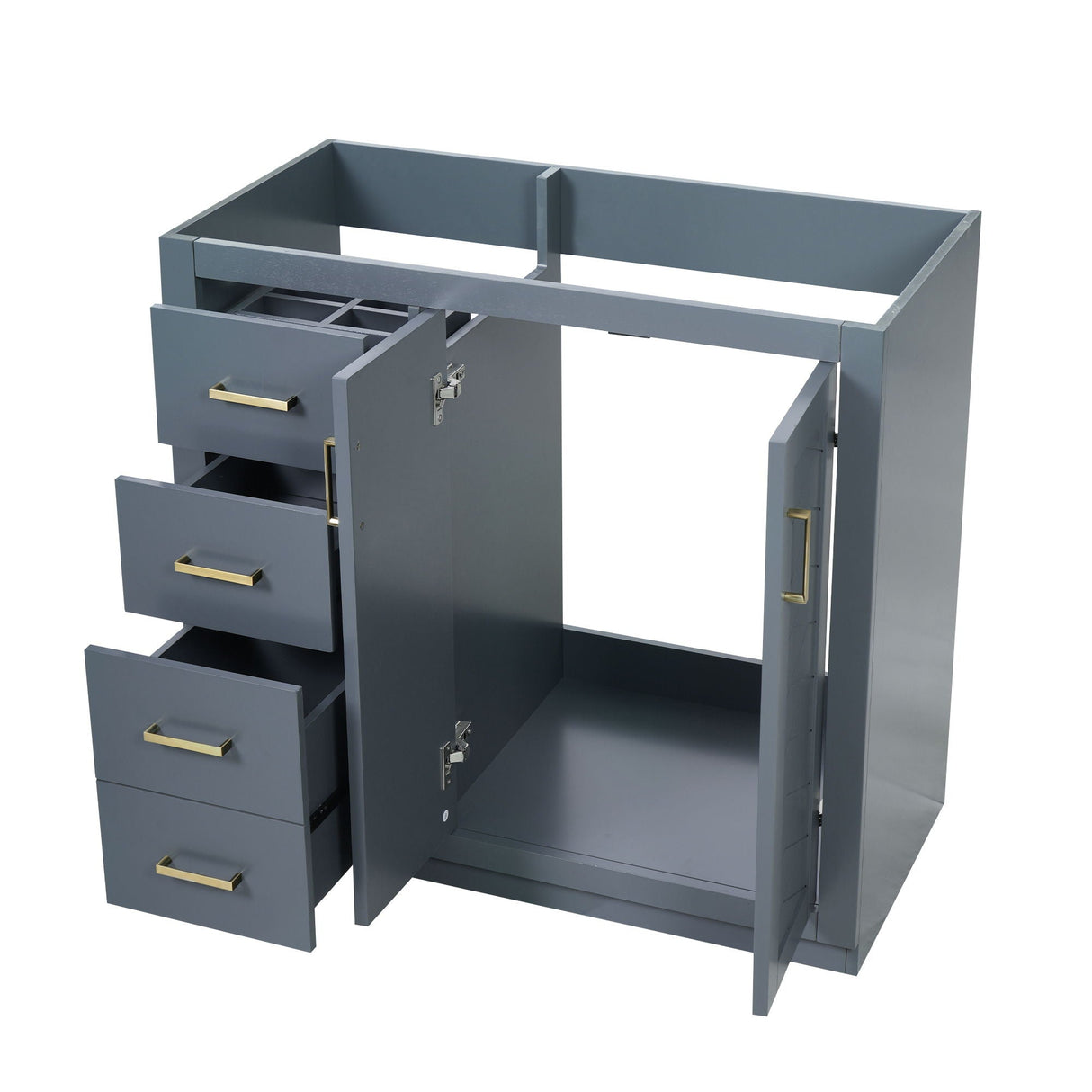 Retro Style Bathroom Vanity, 3 Drawers & Soft Closing Doors