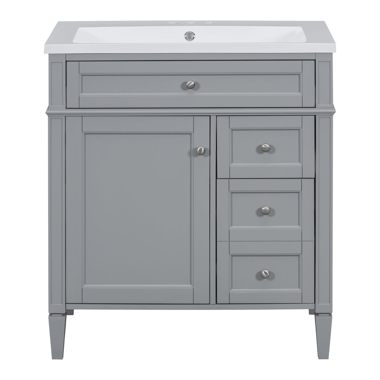 Bathroom Vanity With Top Sink, Storage Cabinet, 2 Drawers, Tip Out Drawer