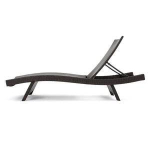 Mysticism Outdoor Chaise Lounge With Adjustable Backrest And Foldable Legs - Brown Multi