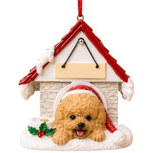 Ceramic Doghouse Ornament - Pomeranian