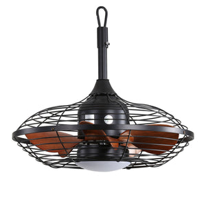 Outdoor Ceiling Fan With DC Motor And LED Light, Blades, Reversible For Patios - Black
