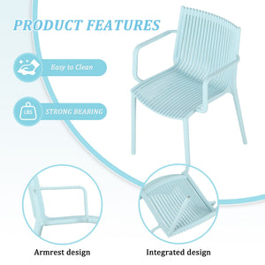 4 Modern Stackable Armchair Matched With Long Table
