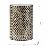 D14x20" Cylindrical Garden Capiz Stool Black/Gold