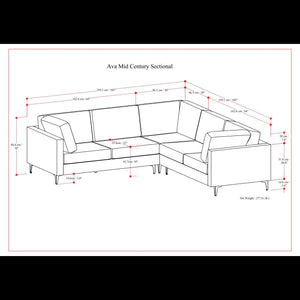 Ava - Mid Century Corner Sectional Sofa Handcrafted
