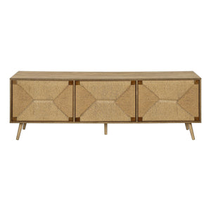 TV Stand, Storage Cabinet Console With Adjustable Shelf And Cable Management - Walnut