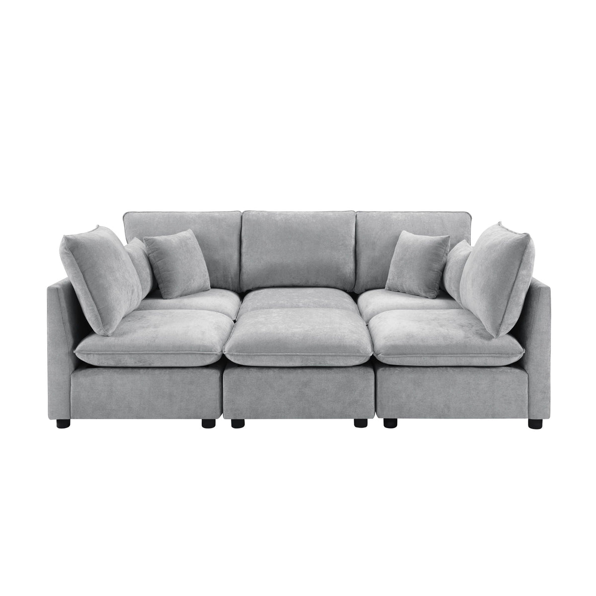 Modern U-Shaped Sectional Sofa with Storage Ottoman & USB Ports - Multiple Colors