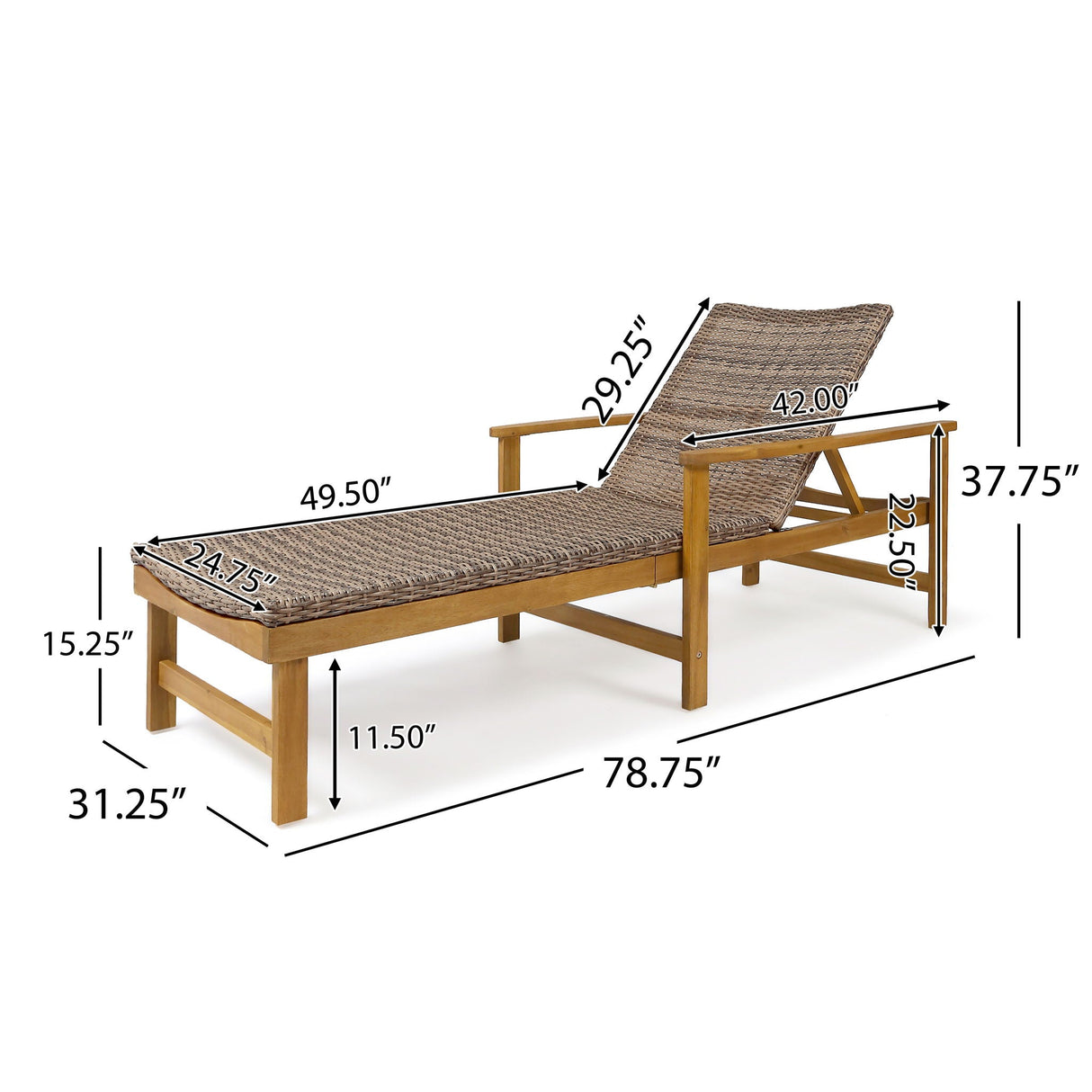 Hampton Outdoor Chaise Lounge With Adjustable Backrest - Natural
