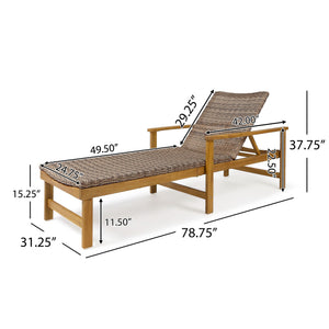 Hampton Outdoor Chaise Lounge With Adjustable Backrest - Natural