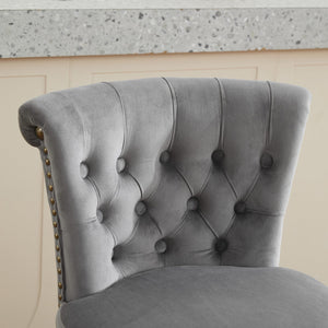 26" Counter Height Bar Stools Set of 2 with 360° Swivel and Velvet Upholstery