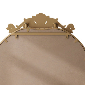 Retro Arched Full Body Mirror with Vintage Carved Applique