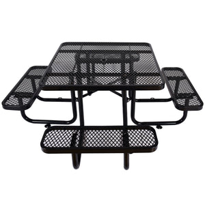 Square Outdoor Steel Picnic Table, With Umbrella Pole